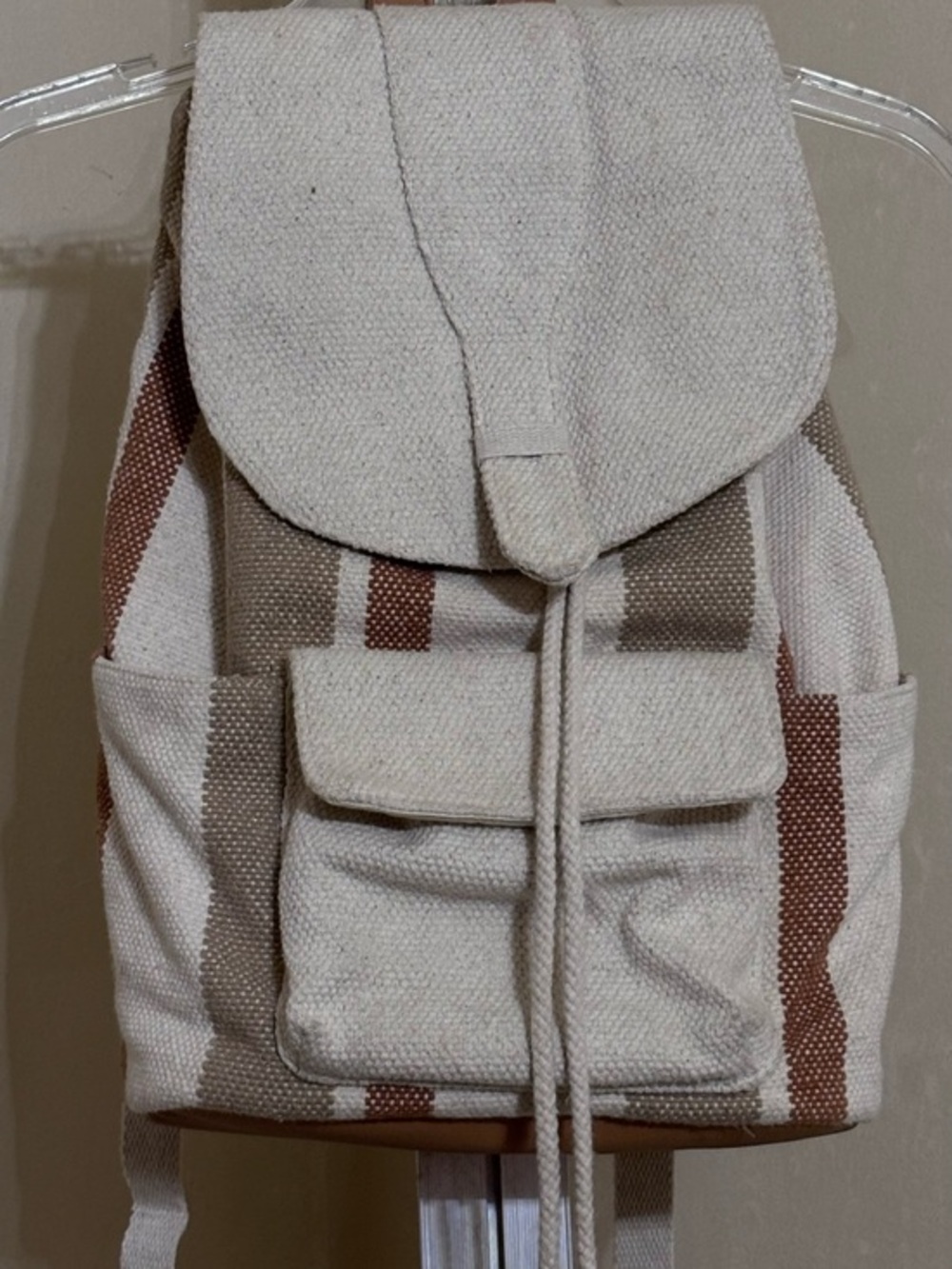 Universal Thread Canvas Stripe Drawstring Backpack - Neutral Stripe